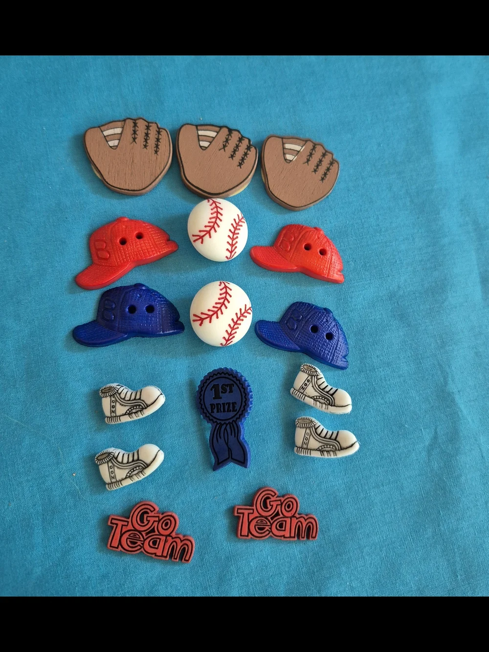 Baseball Softball Embellishments Buttons Lot of 16 Scrapbooking Gloves Hats Ball